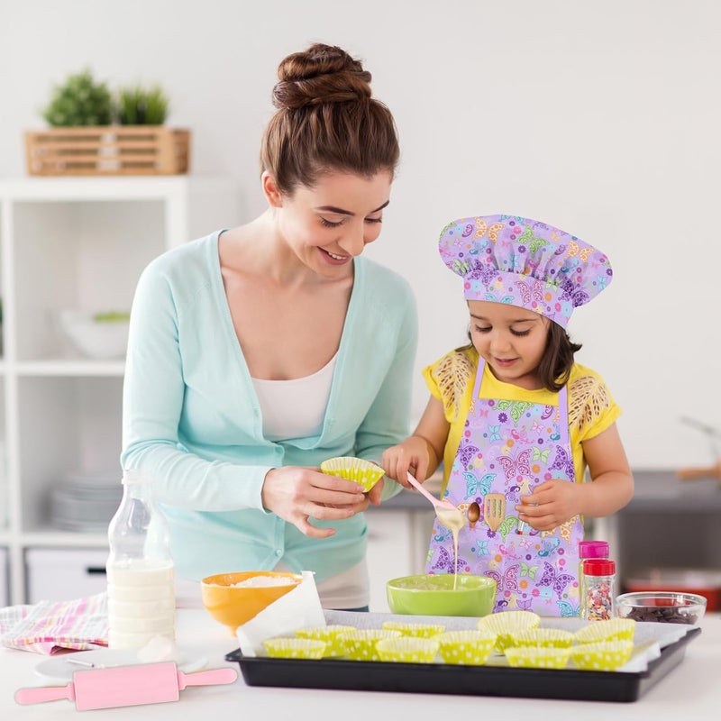 Deabolar Kids Aprons for Girls Toddler Aprons with Pockets for Kids Cooking Baking Painting Crafting Art Gardening Adjustable - Image 2